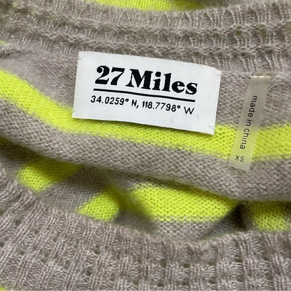 27 miles Women's 100% Cashmere Striped Pullover Crewneck Sweater Size XS. - Picture 5 of 7